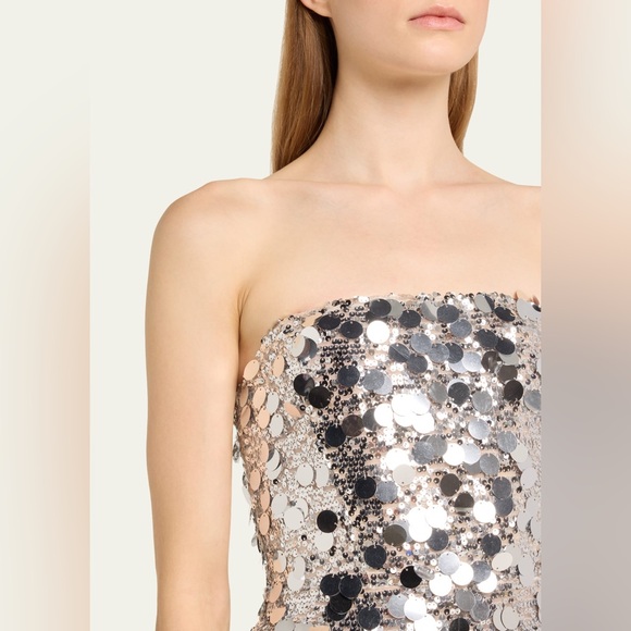 NWOT BRONX AND BANCO FARAH SILVER STRAPLESS GOWN - Picture 9 of 16